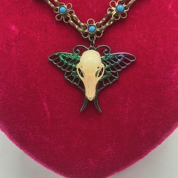 Silver Bat Skull Necklace - Picture 2 of 11